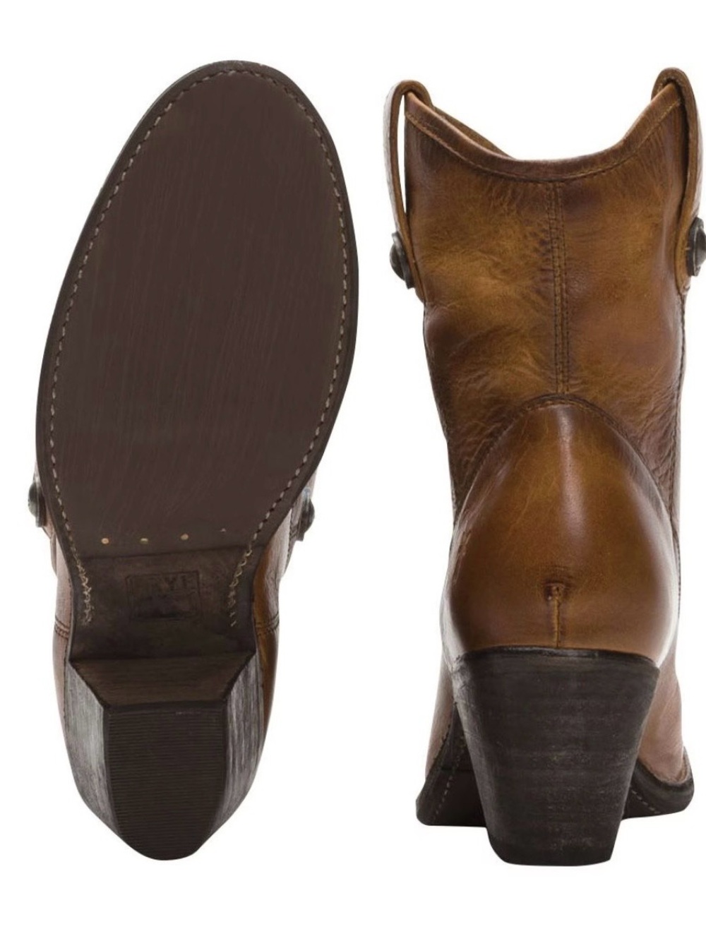 Frye Jackie Button Short Leather Bootie, Cognac Brown, Women’s Size 8 - Picture 3 of 10